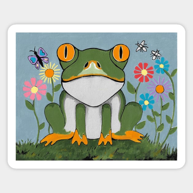 JUST Chillin Funny Frog Painting Sticker by SartorisArt1